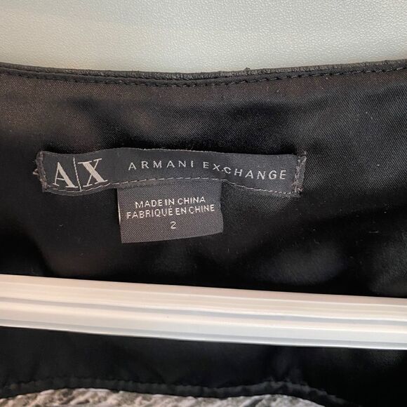 Armani Exchange Wrap Mini Dress With Leather Shoulders - Picture 3 of 8